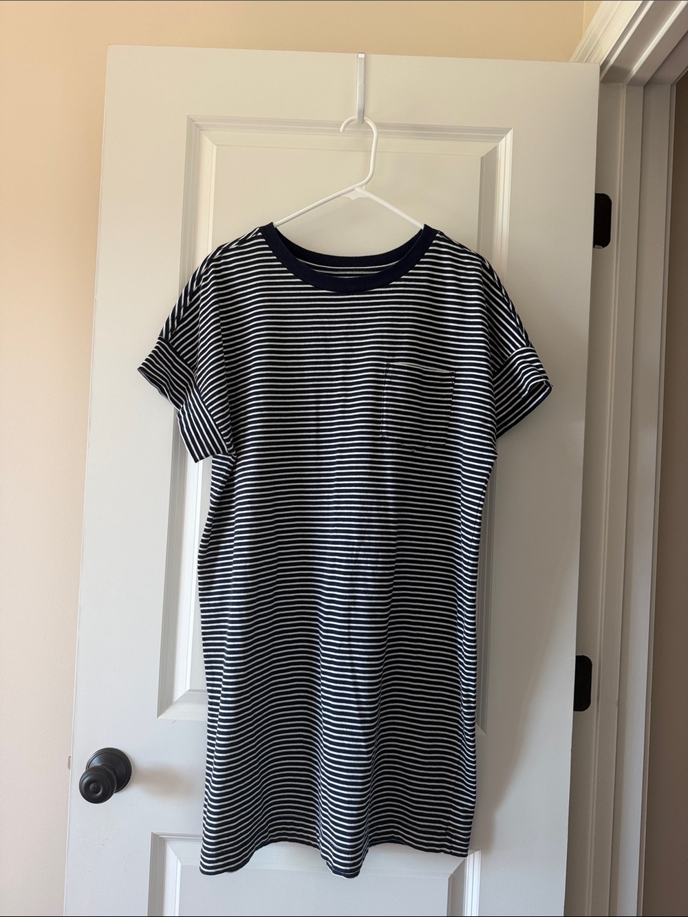 GAP Navy and White Striped Short Sleeve T-Shirt Dress